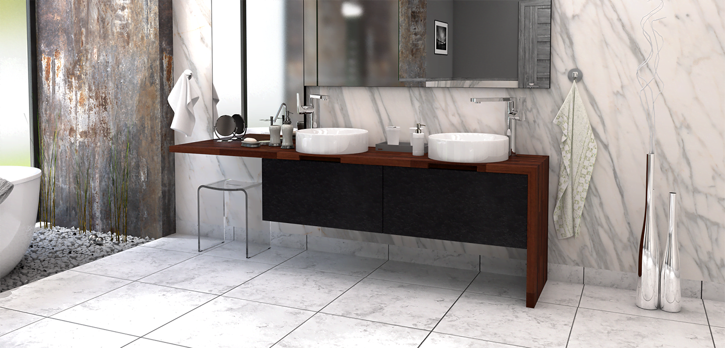 Meble łazienkowe model P10 z toaletką po lewej stronie 223 cm